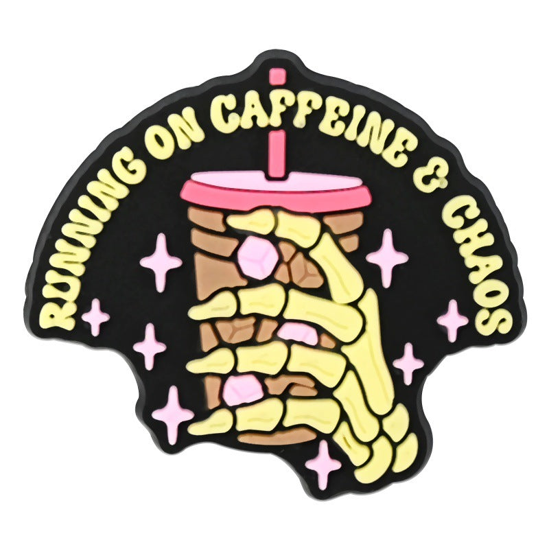 Wholesale Random 100pcs  coffee series   PVC Soft Rubber Shoe Buckle Decoration