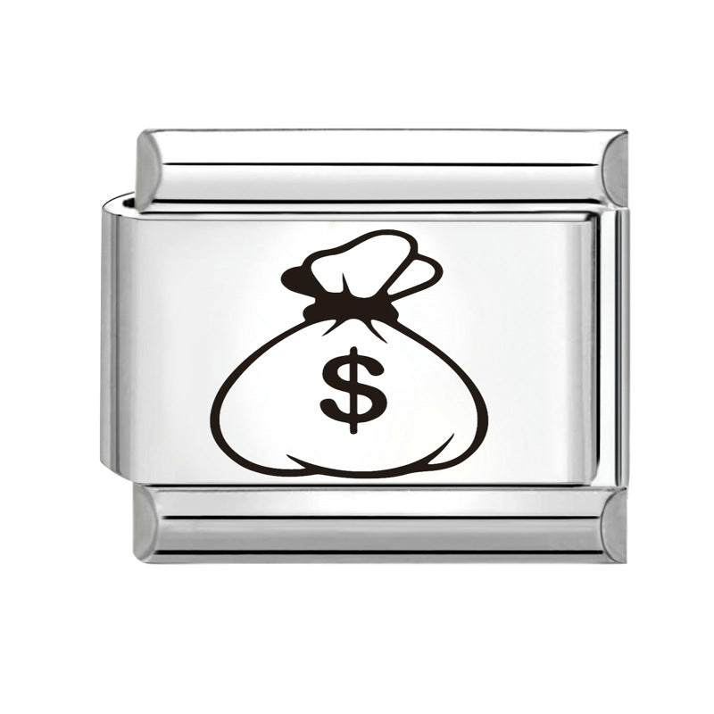 Wholesale  Italian Charm Bracelet 9mm DIY Splicing Removable Black and White Series Stainless Steel Composable Bracelet