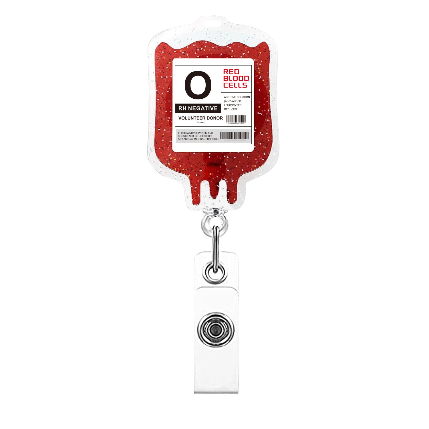 Wholesale  Blood Bag Retractable Badge Reel Acrylic Alligator Clip for Nurse Doctor Student