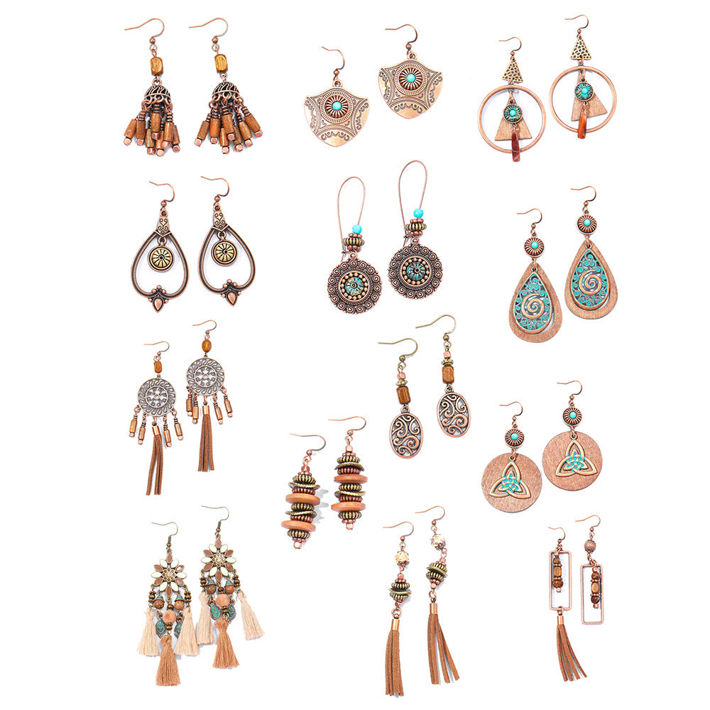 Wholesale Retro Bohemian Alloy Geometric Earrings for Everyday Wear