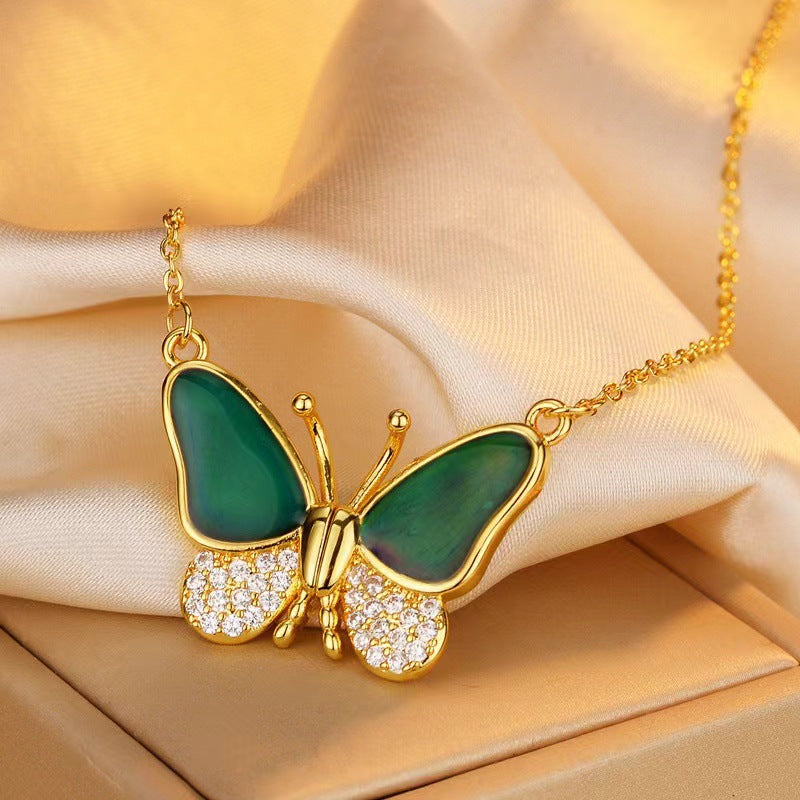 Wholesale Magnetic Temperature Sensitive Color Changing Magnetic Butterfly Necklace