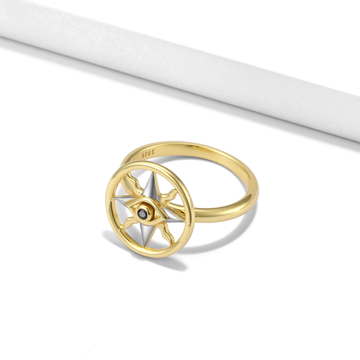 Wholesale Demon Eye Spin Ring S925 Sterling Silver Gold Plated Rings ACC-RS-MC014
