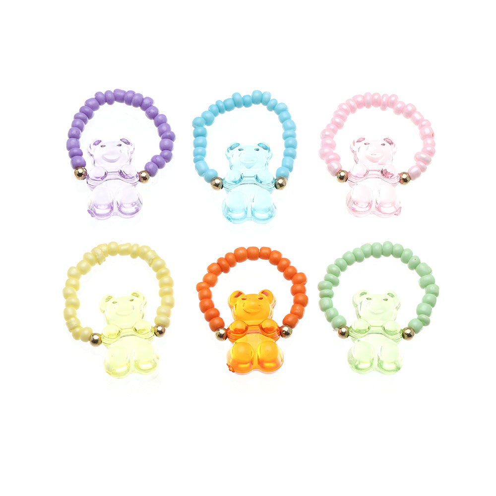 Wholesale Resin Bear Rings ( 6-pack)