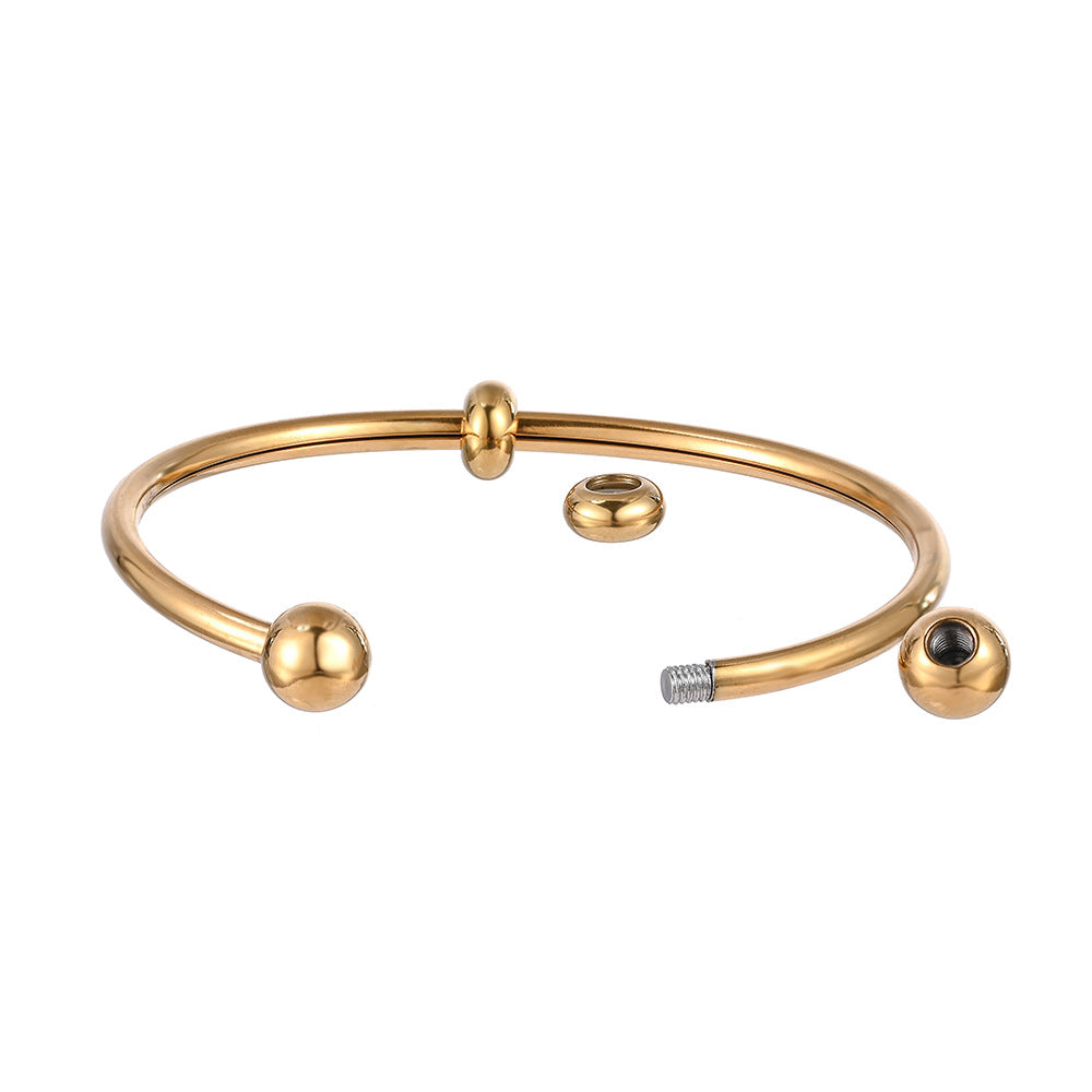 Wholesale Metal stainless steel waterproof non-fading hose elastic open beaded bracelet