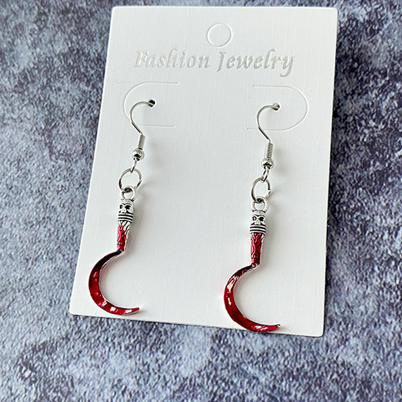 Wholesale Halloween  blood sickle long sword earrings