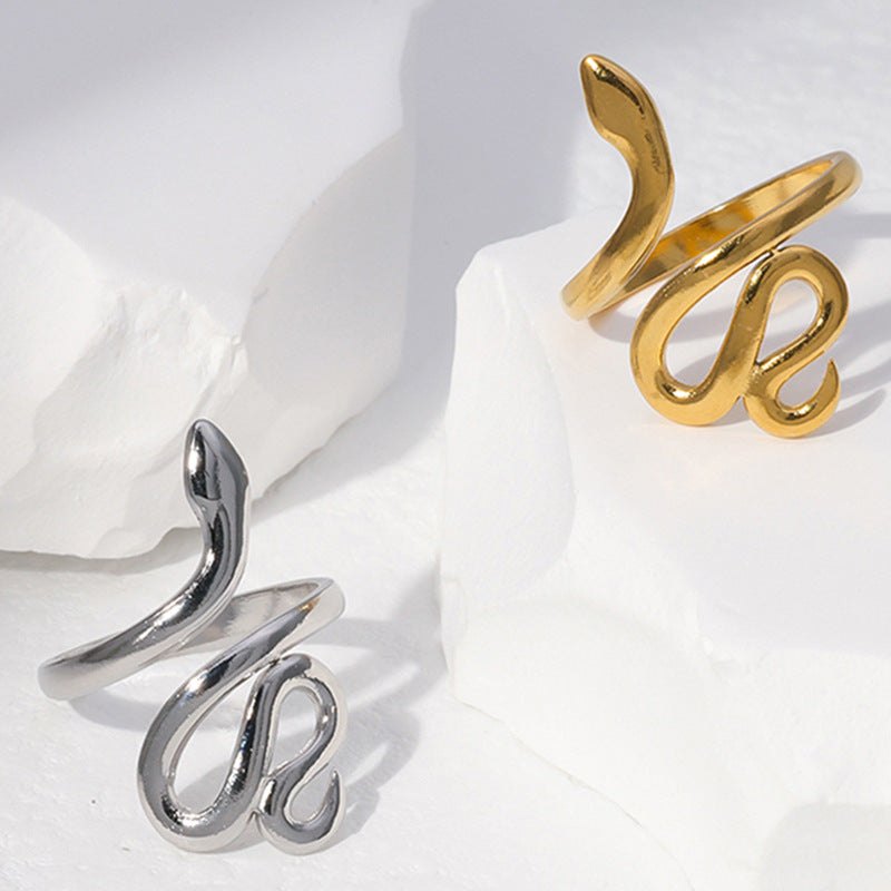 Wholesale Snake Design Adjustable Stainless Steel Ring Unisex Everyday Jewelry Fashion Accessory Gift