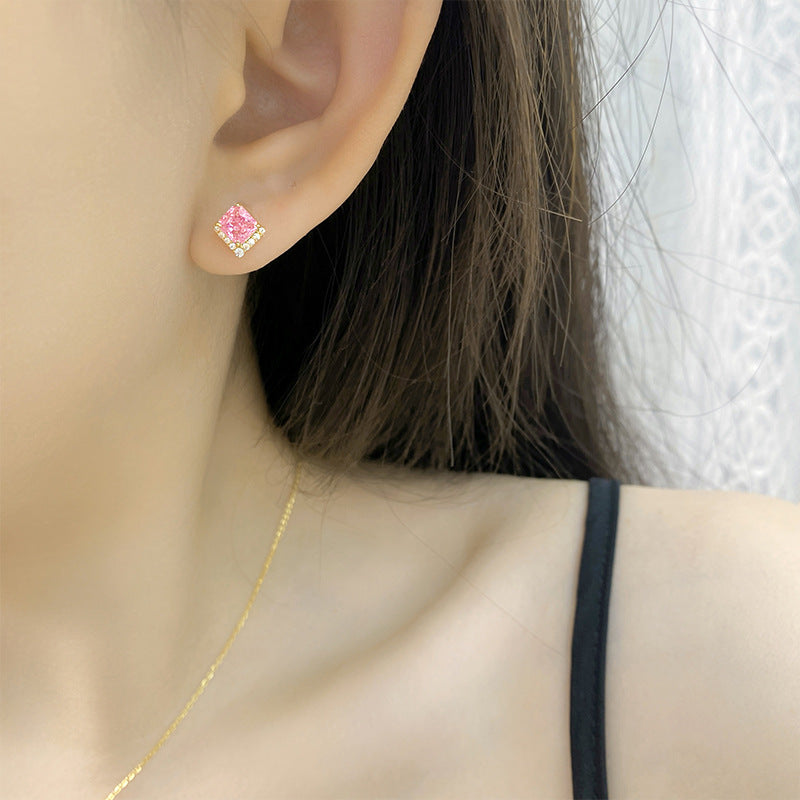 Wholesale  Sugar  S925 Sterling Silver Ice Flower Stone Luxury Earrings