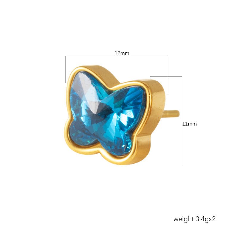 Wholesale Gold Plated Stainless Steel Butterfly Earrings Colorful Details Women Jewelry Accessory