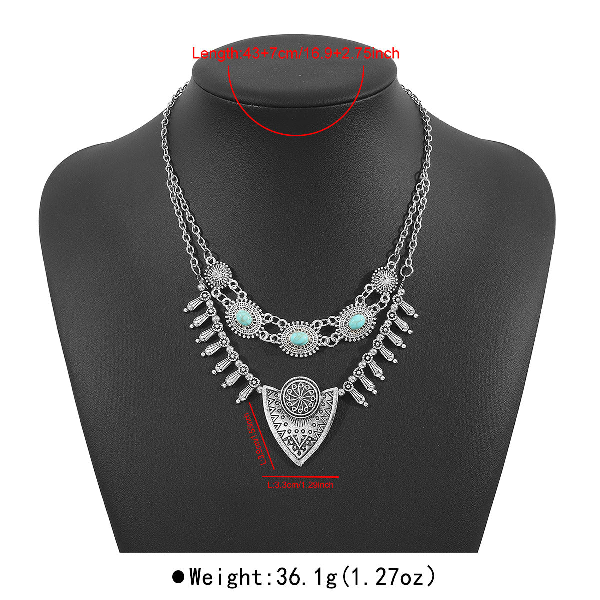 Wholesale New Bohemian Ethnic Retro Turquoise Necklace Stylish Ins Cool Style Clavicle Chain