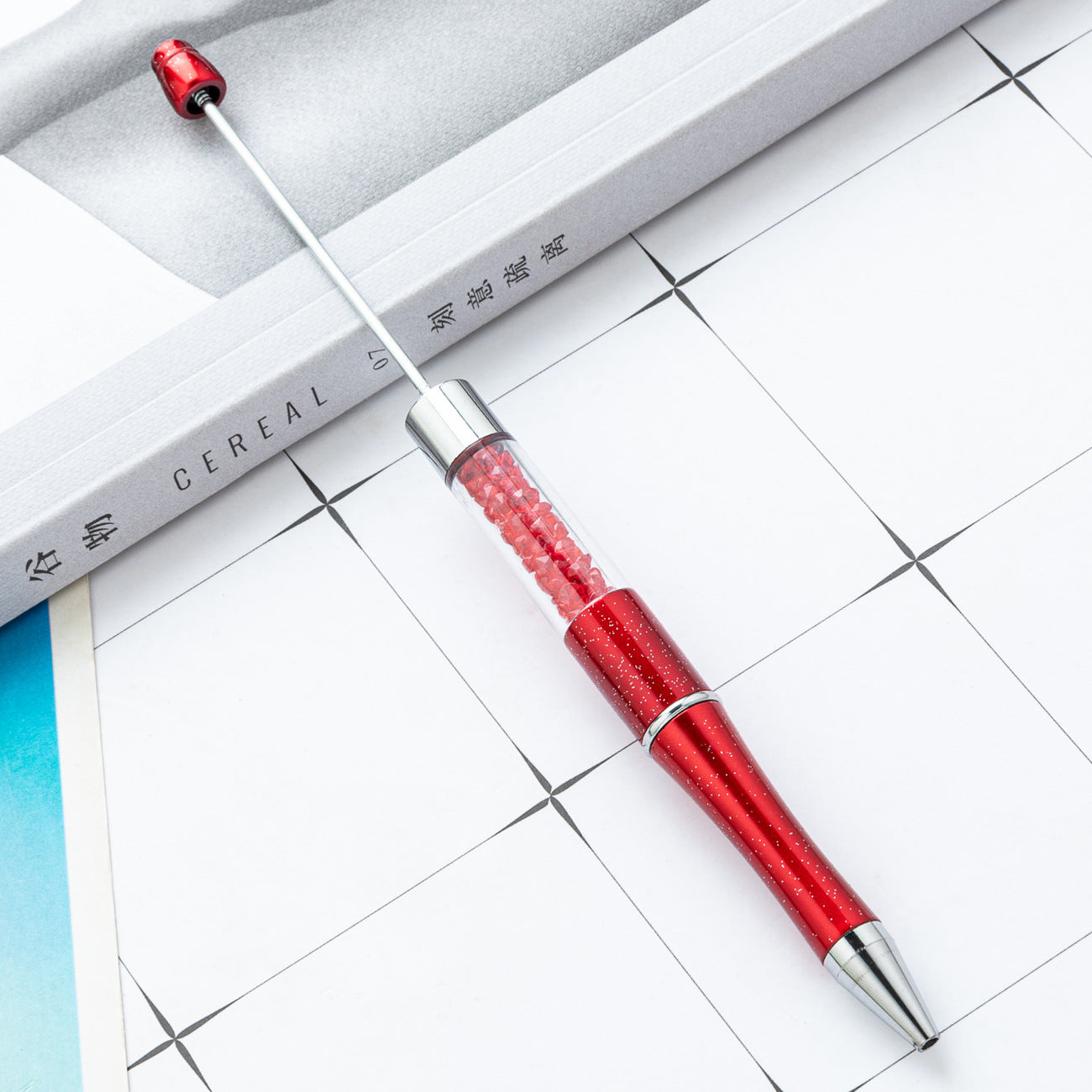 Wholesale DIY Crystal Beadable Pens Multi-Color Rotating Plastic Pen