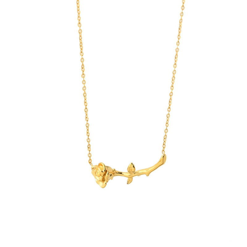 Wholesale  Titanium Steel 3D Three-dimensional Rose Necklace