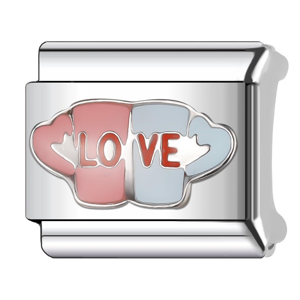 Wholesale Italian Charm Bracelet 9mm DIY Splicing Princess Couple Series Stainless Steel Composable Bracelet