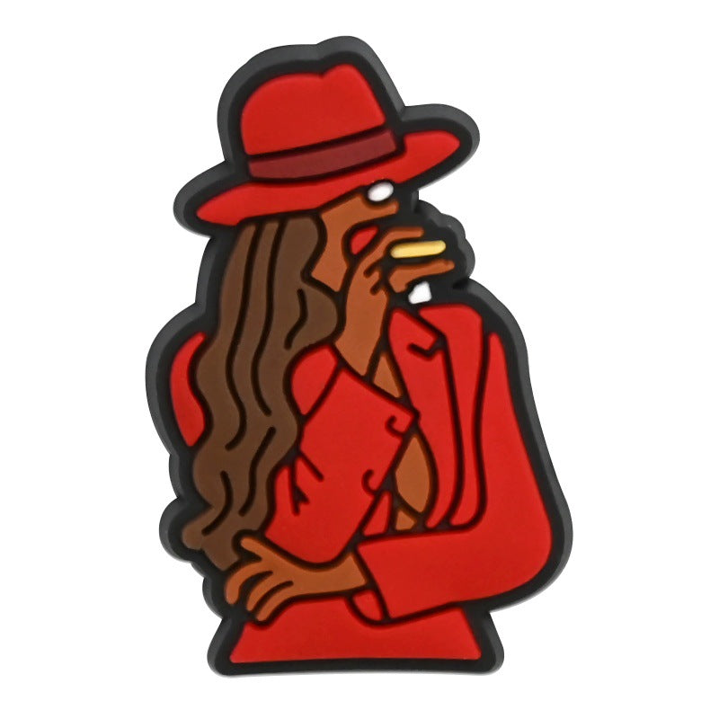 Wholesale  Random 100pcs  Black Girl SeriesPVC Soft Rubber Shoe Buckle Decoration