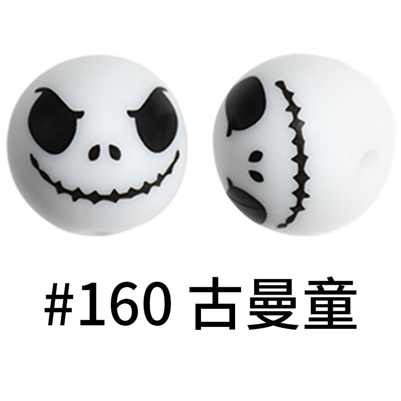 Wholesale 50pcs 15mm Western Style Leopard Skull Color Aztec Printed Silicone Balls Beads ACC-BDS-HeSheng006