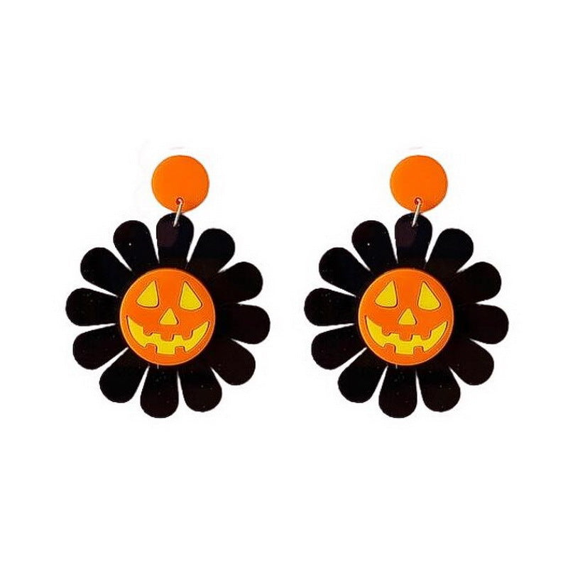 Wholesale Halloween Horror Smiling Pumpkin Daisy Acrylic Earrings ACC-ES-XP024