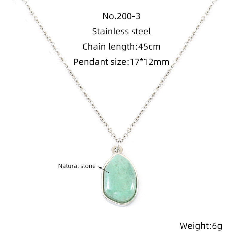 Wholesale  irregular natural stone necklace stainless steel does not fade 18K gold plated clavicle chain