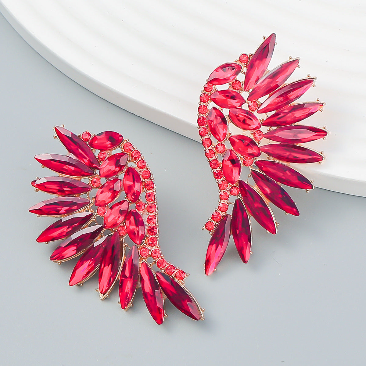 Wholesale Exaggerated Angel Wings Earrings Shiny Alloy Jewelry Accessory for Women