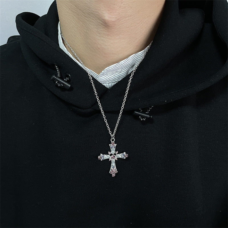 Wholesale Color Crystal Rhinestone Cross Pendant Necklace