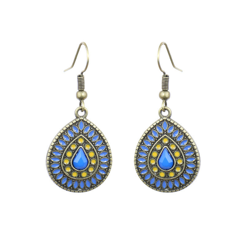 Wholesale Vintage Alloy Geometric Water Drop Oil Drop Tassel Earrings Party Jewelry Accessory