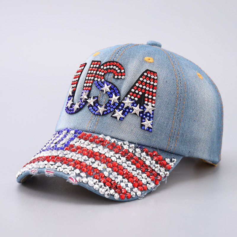 Wholesale  Flag Baseball Cap Five-pointed Star Point Drill USA Independence Day Cap