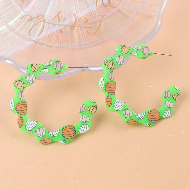 Wholesale   Color Bat Ghost C Ring Acrylic Earrings