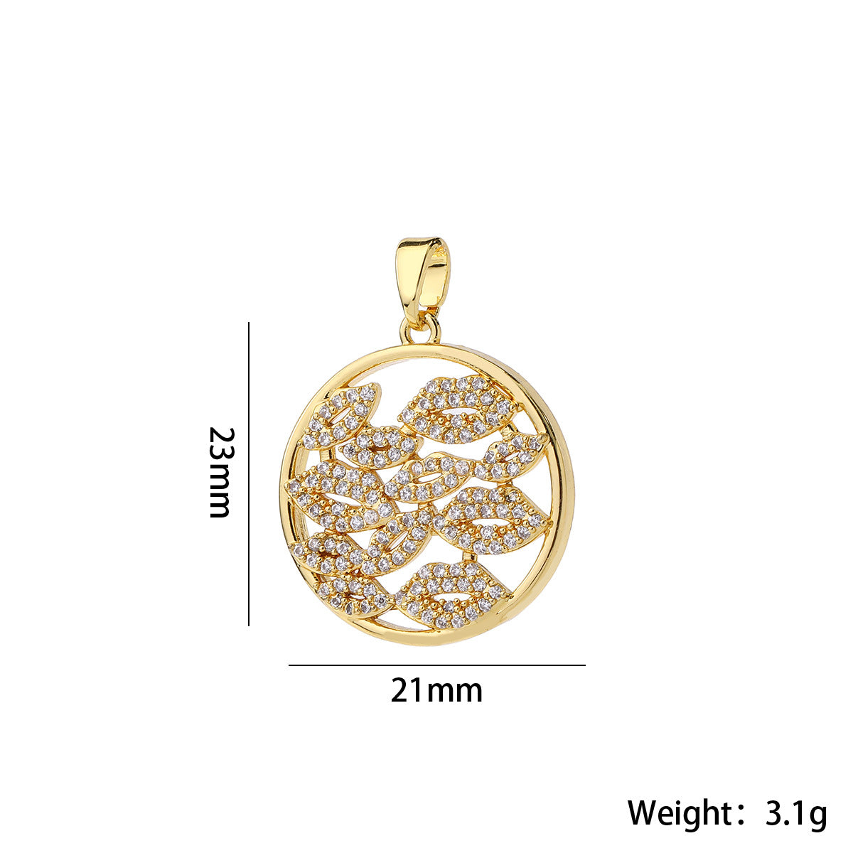 Wholesale Lip Shape Zircon Pendant Gold Plated Necklace Charm DIY Jewelry Making Fashion Accessory