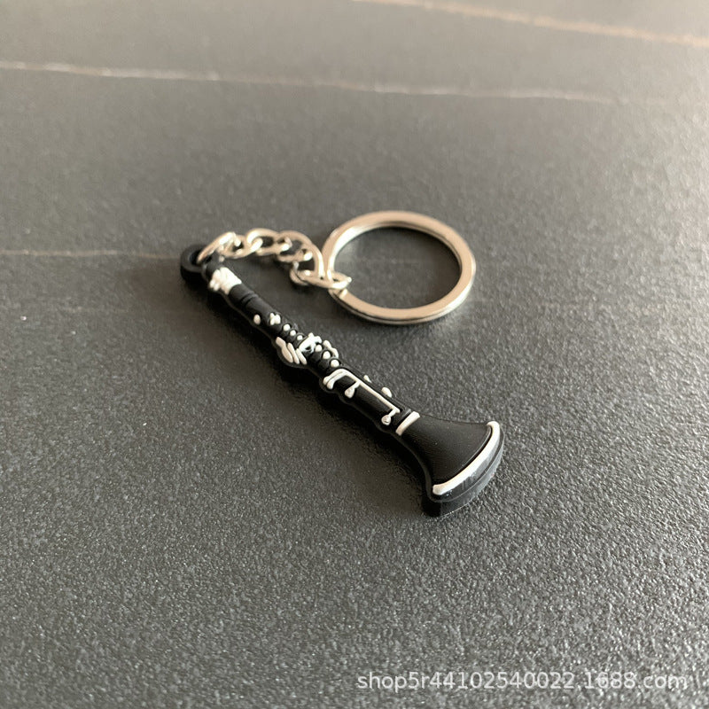 Wholesale Chinese Style Cartoon Guitar Keychain Pendant PVC Resin Epoxy Finish Ukulele Bag Charm Gift