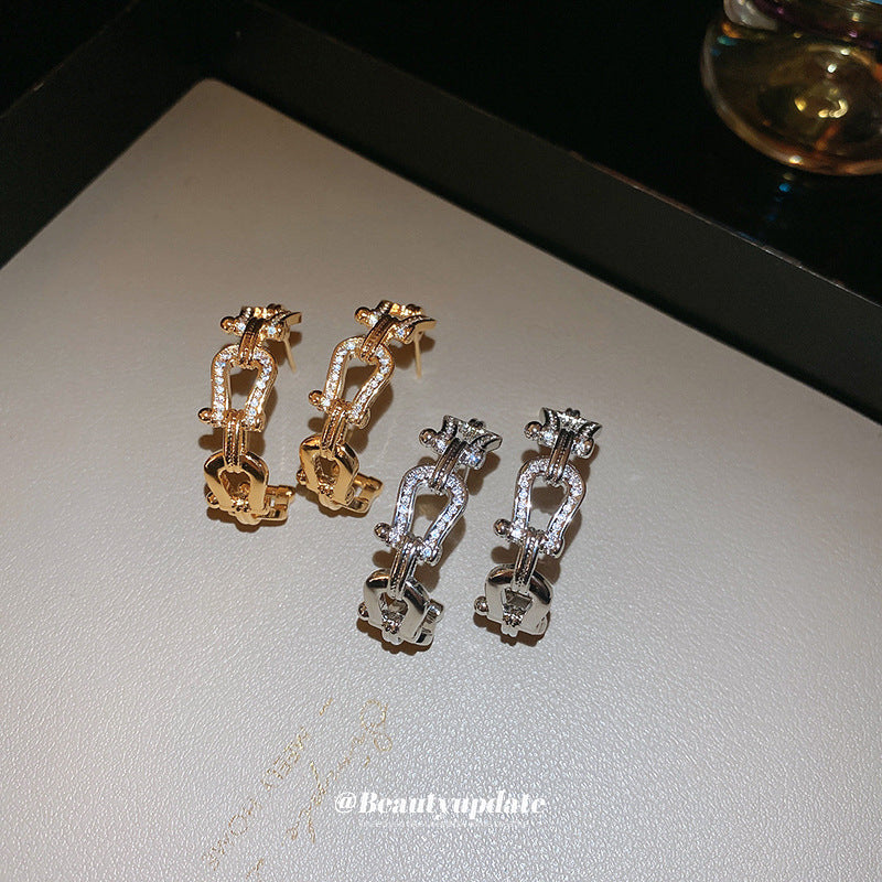 Wholesale Real Gold Silver Needle Zircon  Earrings