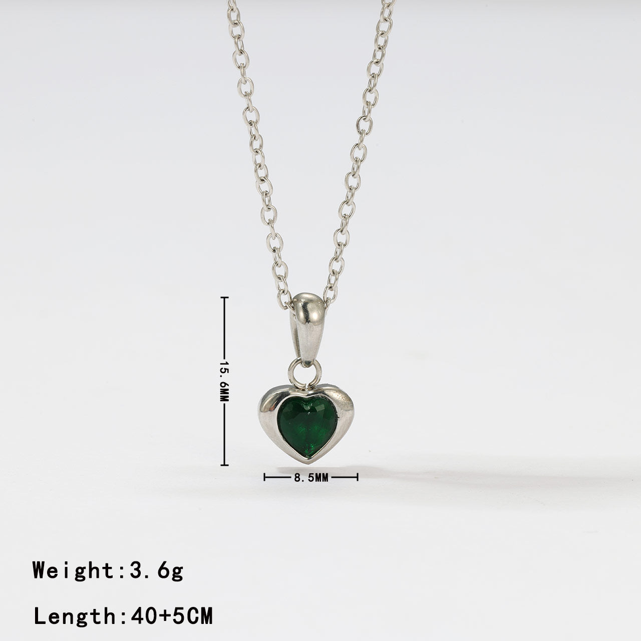 Wholesale Heart-Shaped Emerald Titanium Steel Jewelry Set including Earrings Necklaces