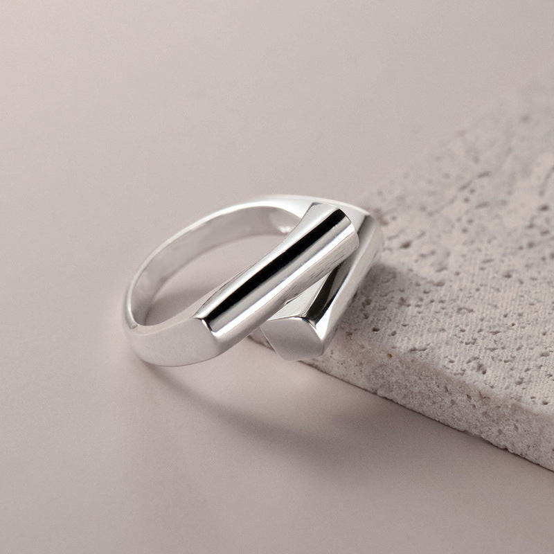 Wholesale Geometric Staggered Silver Ring