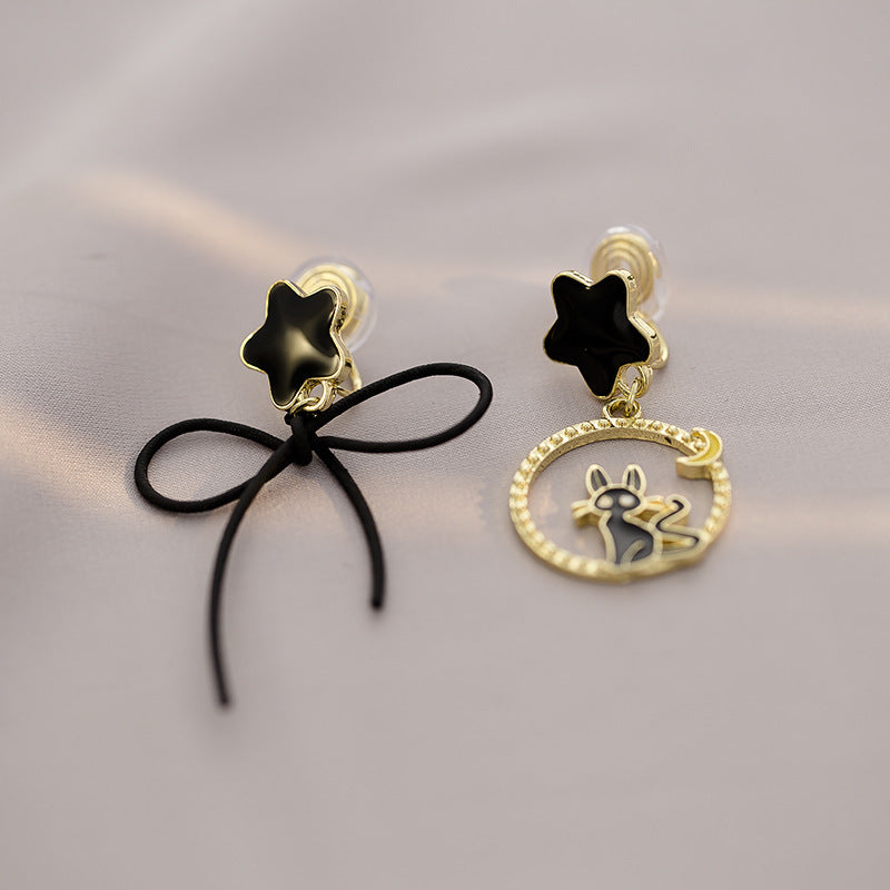Wholesale Elegant Alloy Bow Star Cat Clip Earrings - Party Gift Fashion Accessory