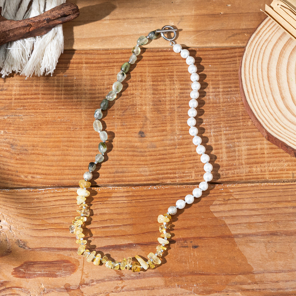 Wholesale Bohemian natural stone multi-layered necklace