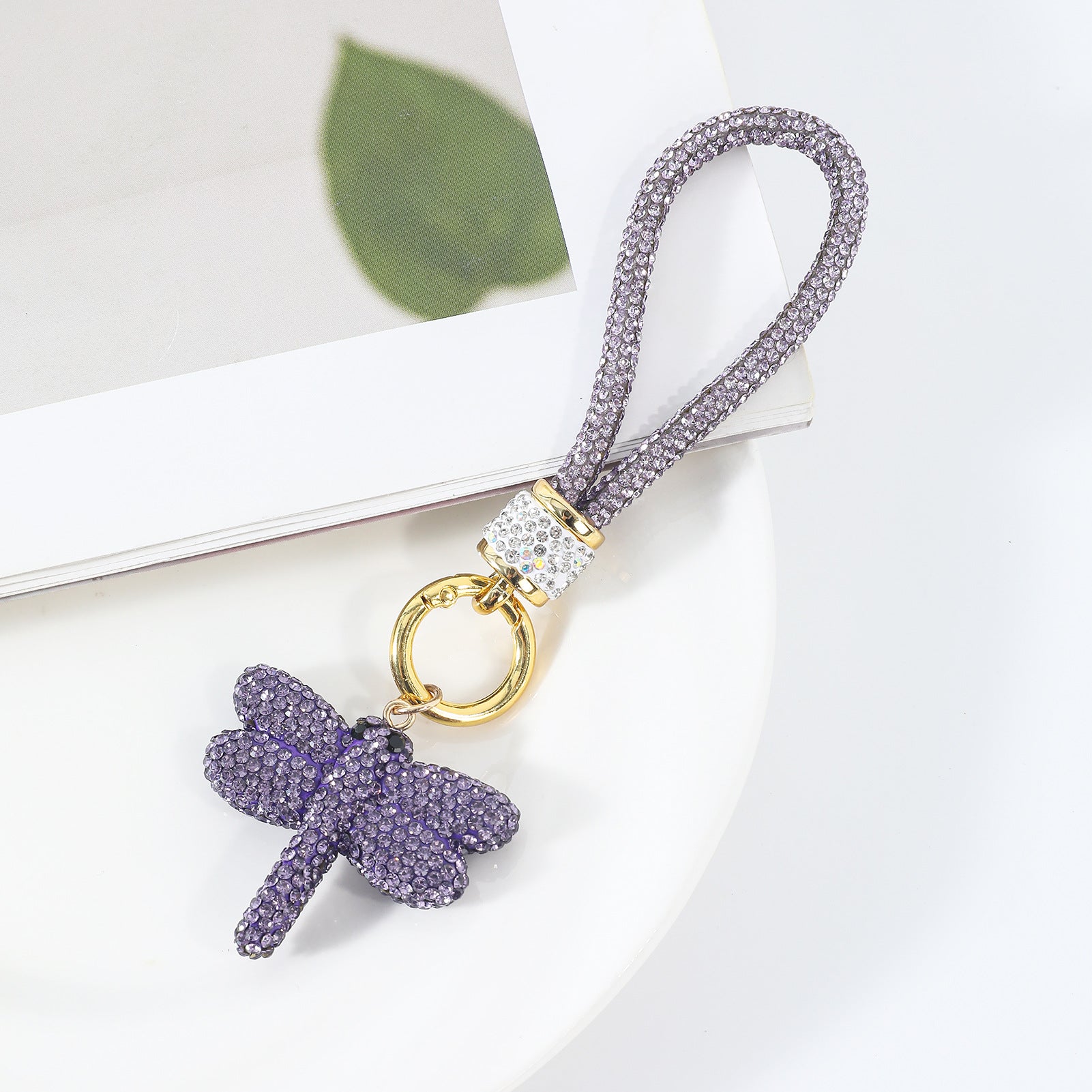 Wholesale ceramic rhinestone-encrusted keychain