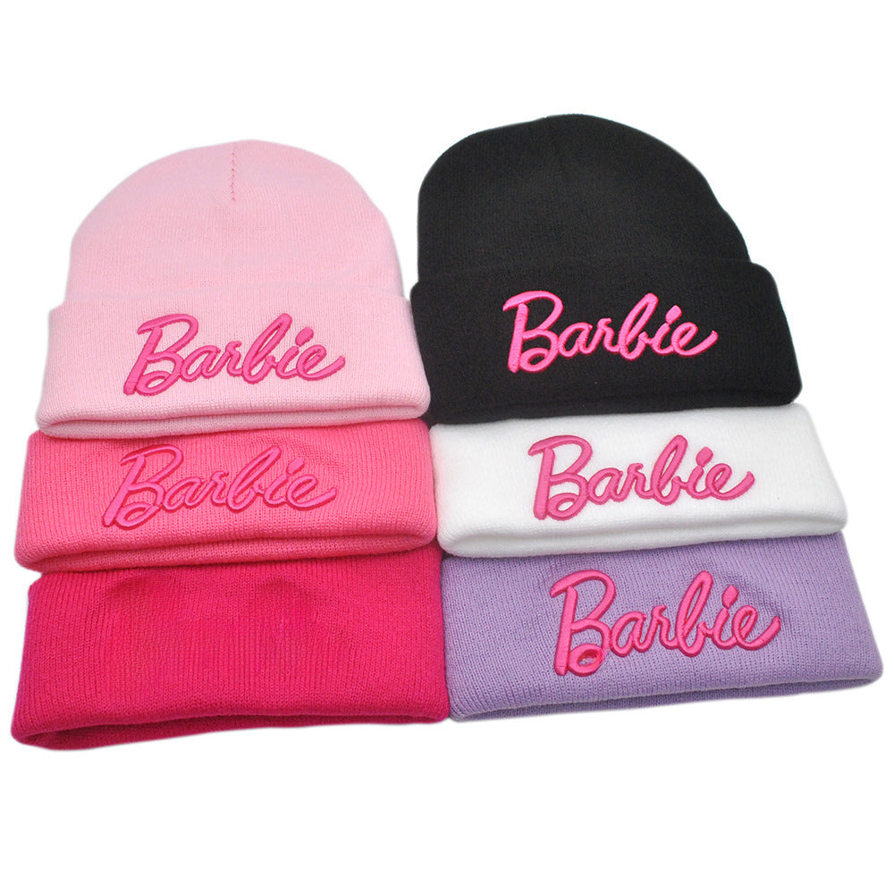 Wholesale  knitted hat cute pink hat three-dimensional embroidery wool hat ACCVIP