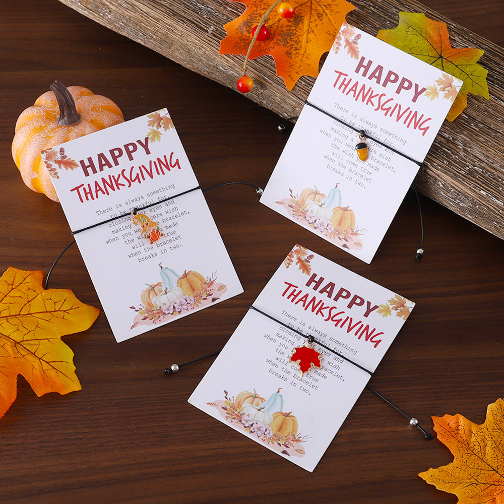 Wholesale Thanksgiving Maple Leaf Turkey Pine Cone Bracelet