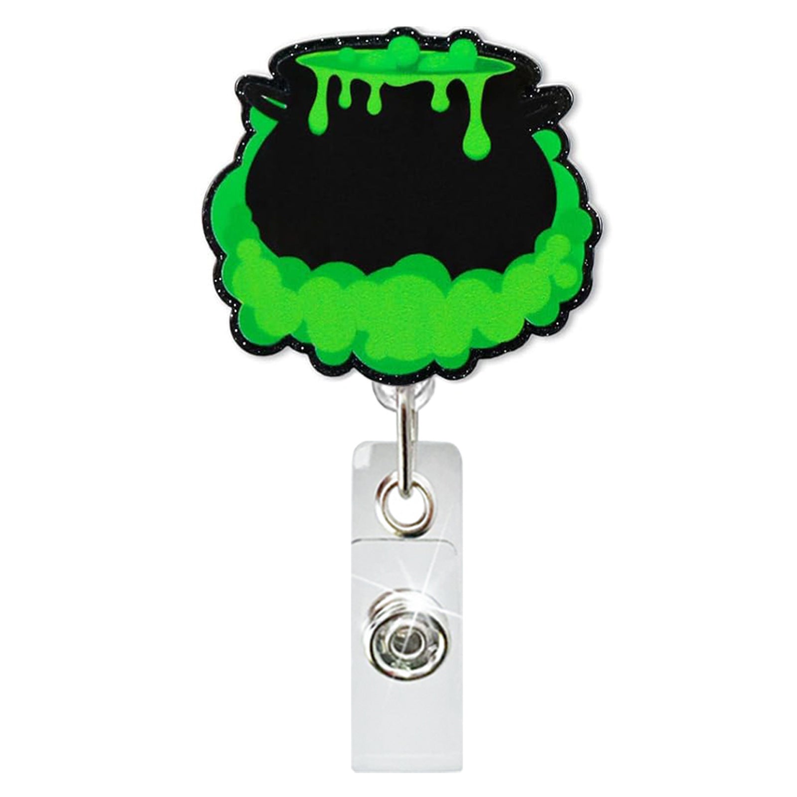 Wholesale  Skull Black Cat Retractable Badge Reel with Glitter Acrylic,  Resale Accessory