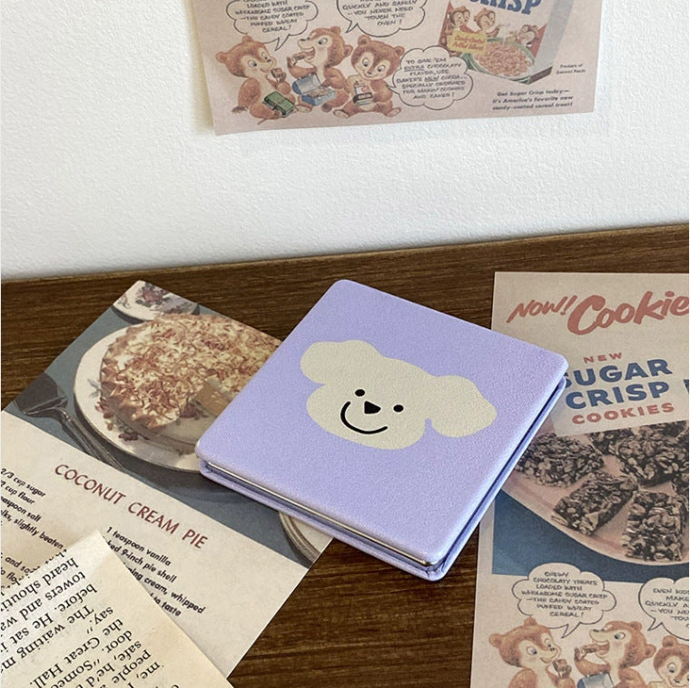 Wholesale Cartoon Double-sided Mirror PU Leather Portable Folding Small Mirror ACCVIP-MR-Haic003