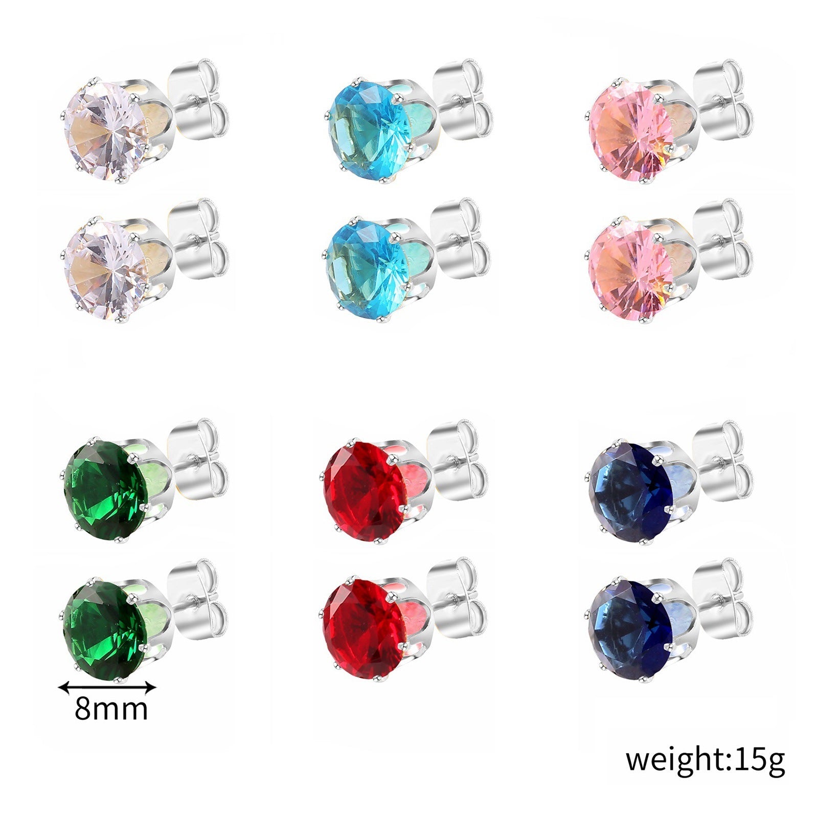 Wholesale stainless steel earrings zircon earrings suit