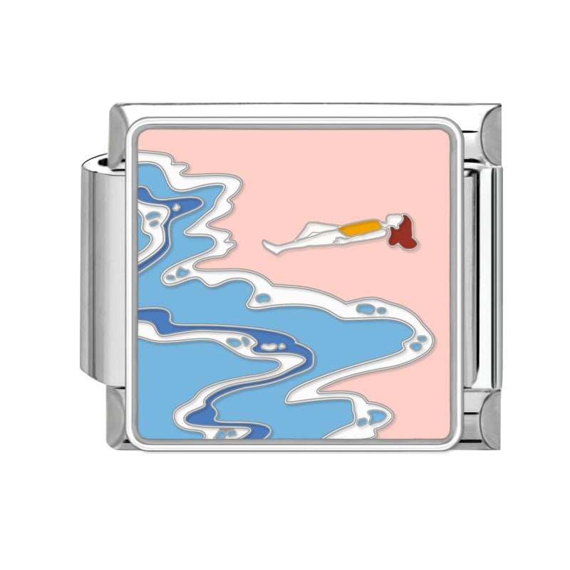 Wholesale 9mm Italian Charm Starter Bracelets DIY square Single Section Creative Stainless Steel Composable Bracelet