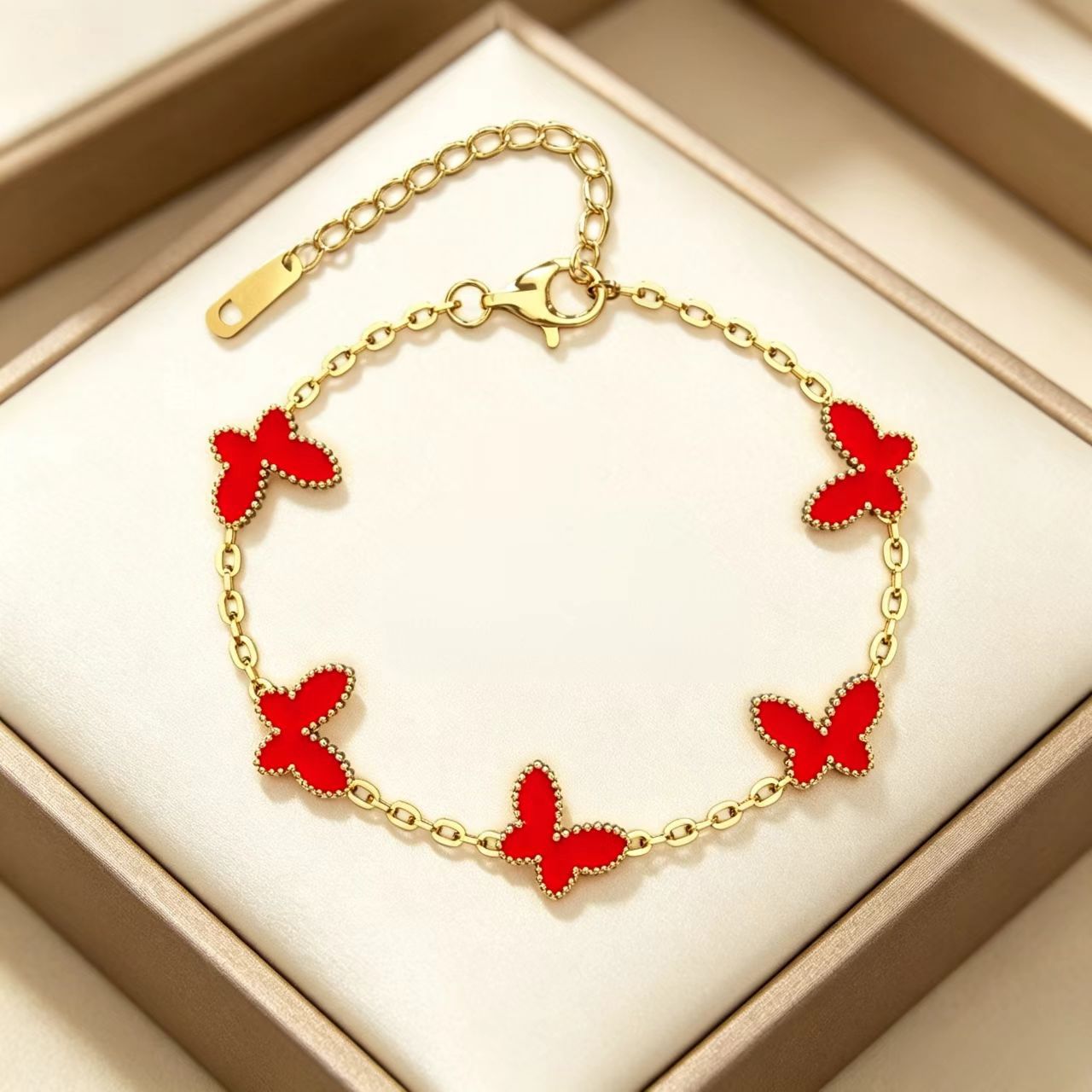 Wholesale Titanium Steel Butterfly Bracelet with Real Gold Plating - Light Luxury Jewelry Accessory for Everyday Wear,  Gift for Girls