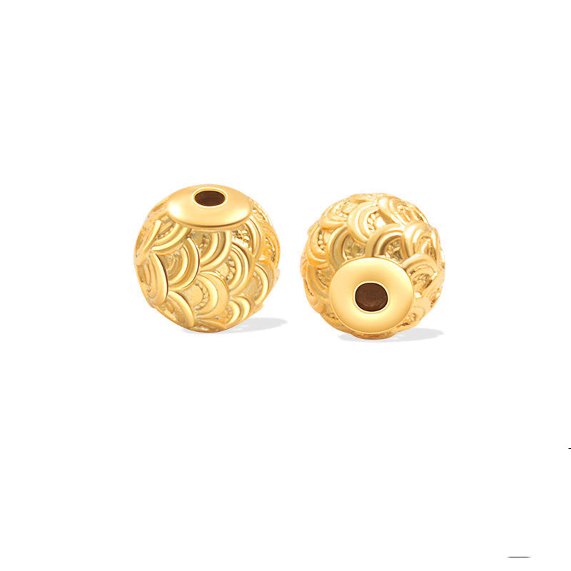 Wholesale S925 sterling silver ancient gold luck beads hollow beads spacer beads