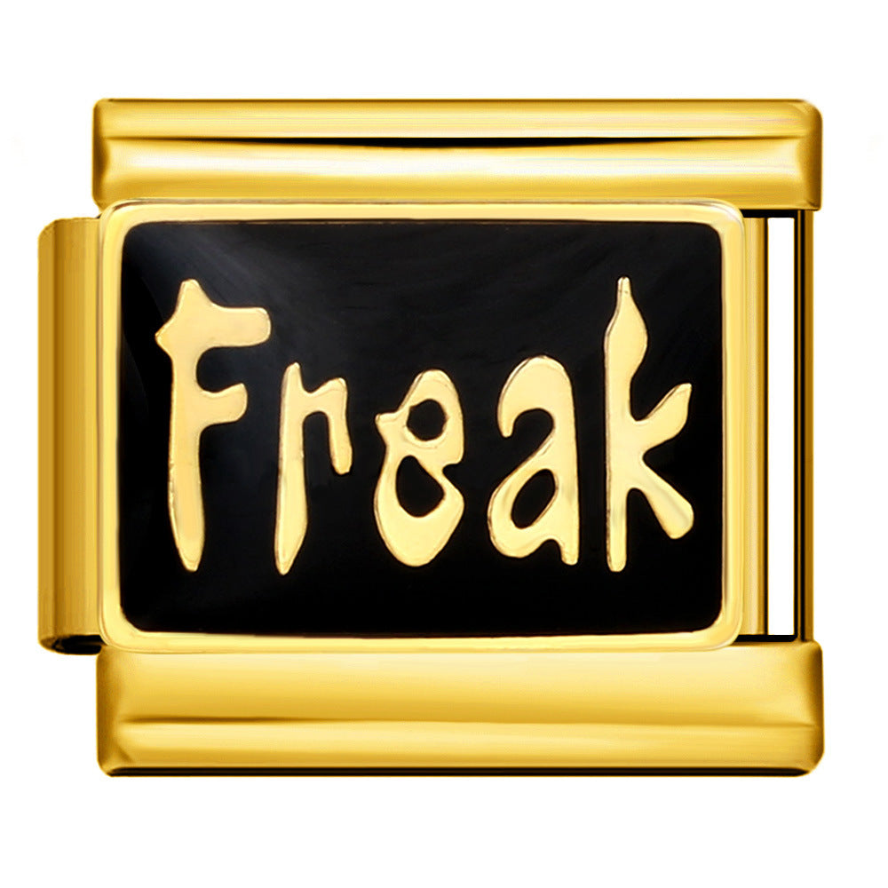 Wholesale Italian Charm Bracelet 9mm DIY Splicing Black Gold Stainless Steel Composable Bracelet