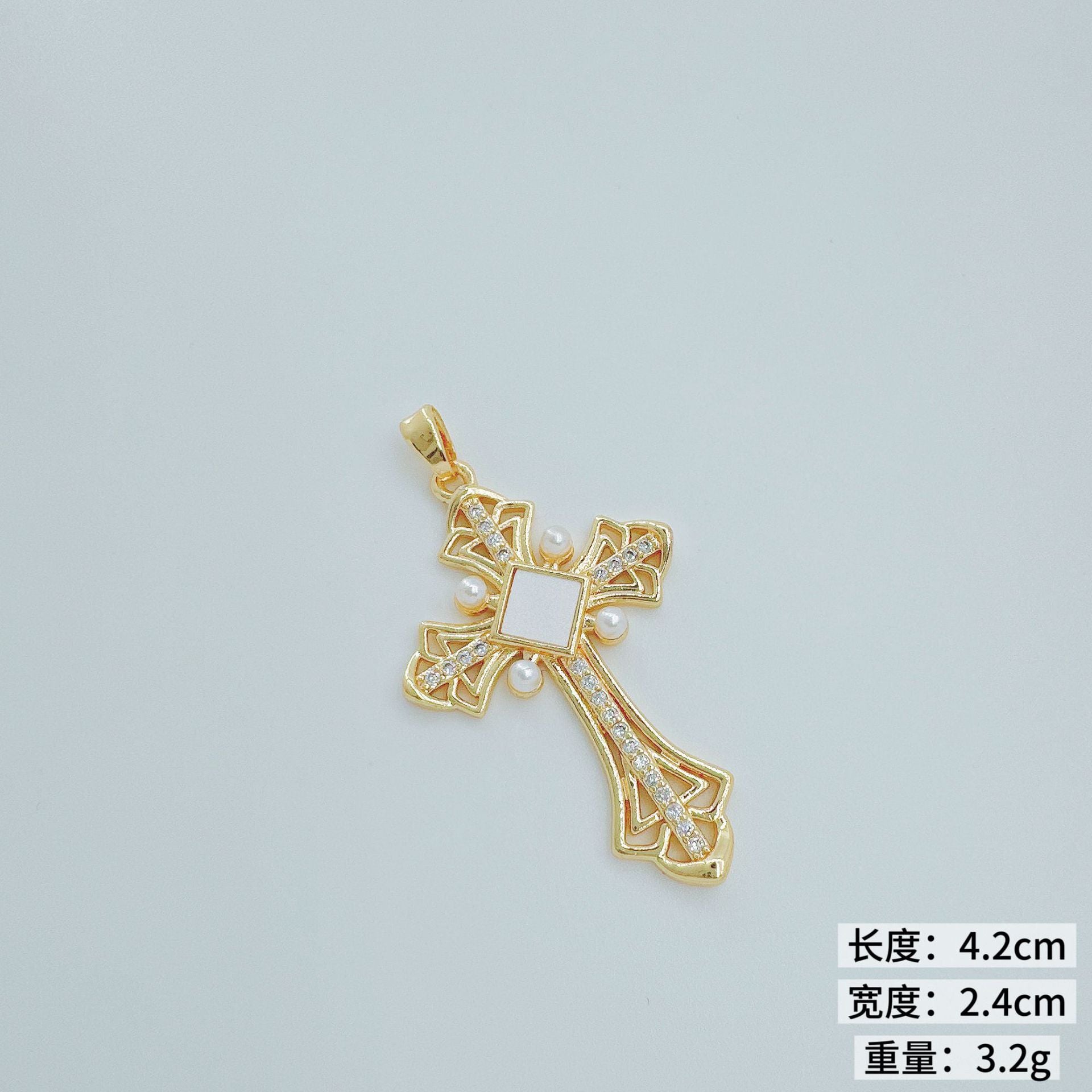 Wholesale Copper Hip Hop Cross Pendant with Micro Zircon - Trendy Collarbone Necklace for Women