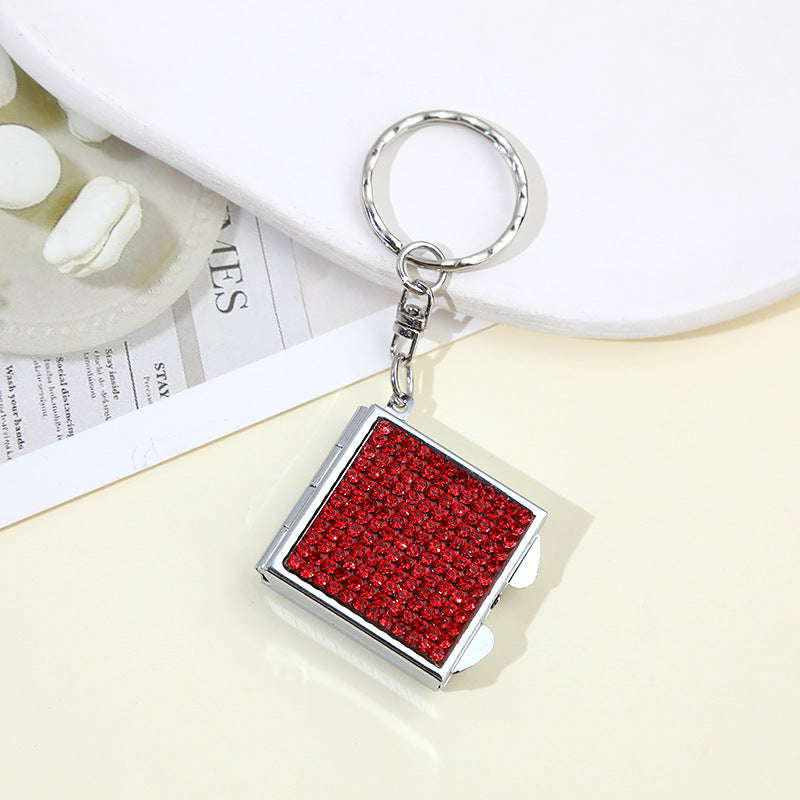 Wholesale Rhinestone Mini Portable Makeup Mirror Keychain ACC-KC-ZhiYa019