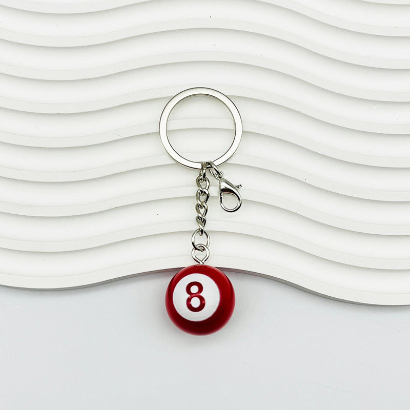 Wholesale resin black 8 solid billiard keychain