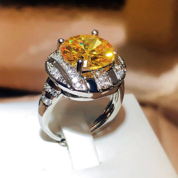 Wholesale yellow gold plated yellow diamond ring