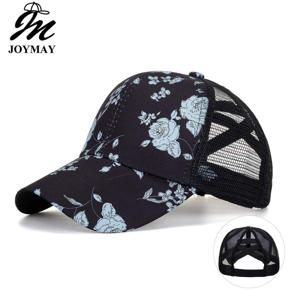 Wholesale Stylish Black Print Cross Baseball Hat Curved Brim Summer Sun Cap For Everyday Wear Boutique Resale