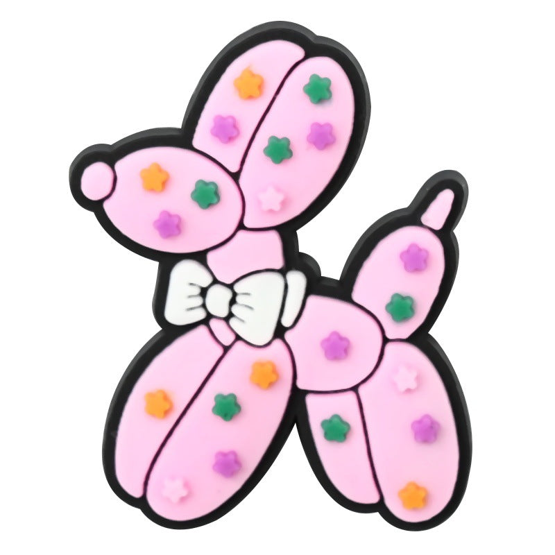 Wholesale Random 100pcs Cartoon Balloon Dog Series  PVC Soft Rubber Shoe Buckle Decoration