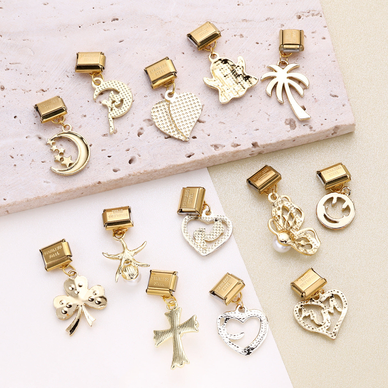 Wholesale 10pcs Italian Charm Bracelet 9mm DIY Splicing Love Pendant Stainless Steel Composable Bracelet