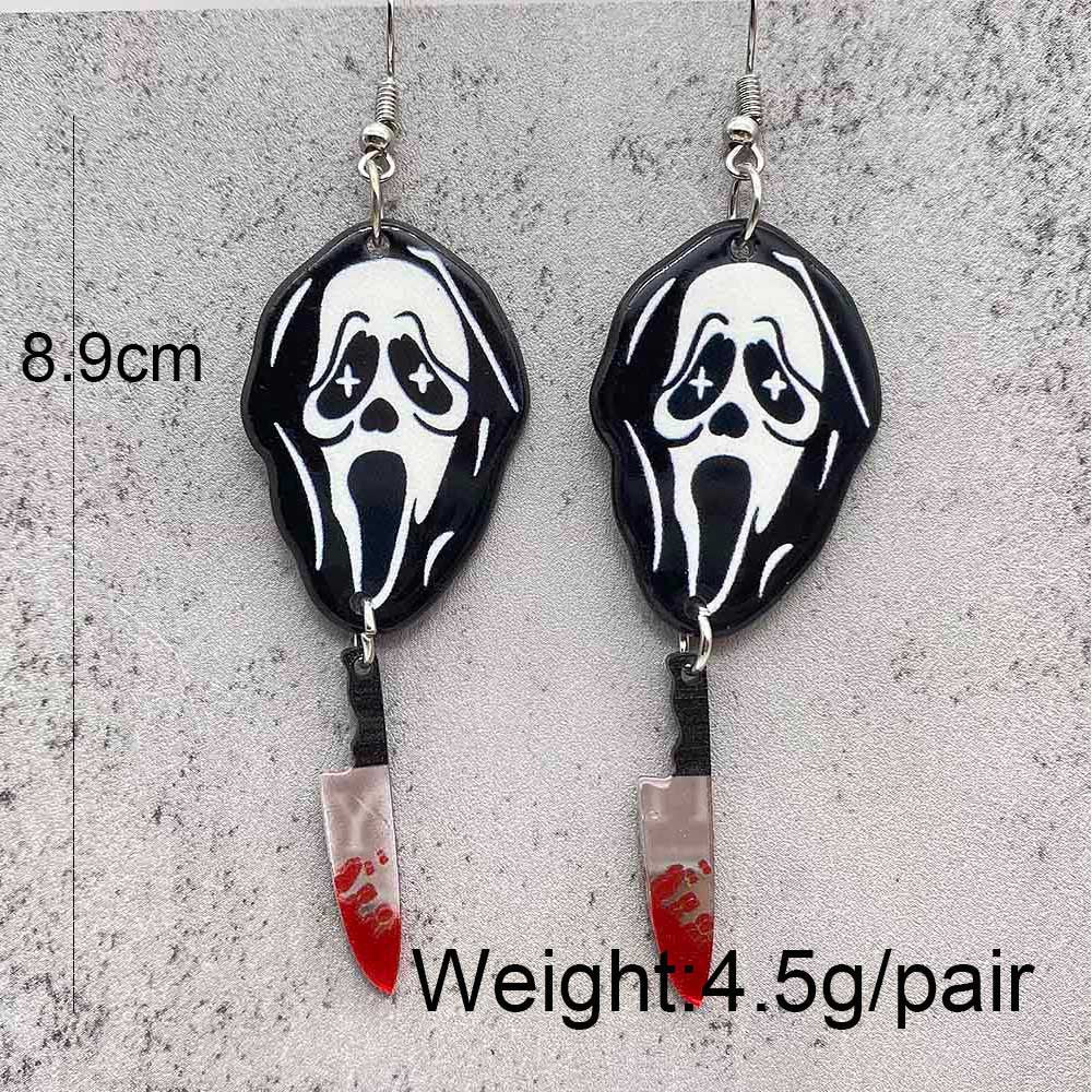 Wholesale Halloween jewelry candy basket Denim ghost face acrylic earrings